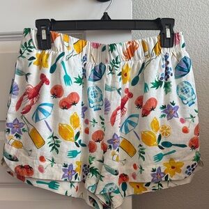 Show Me Your MuMu White Multicolor Patterned High Waist Shorts